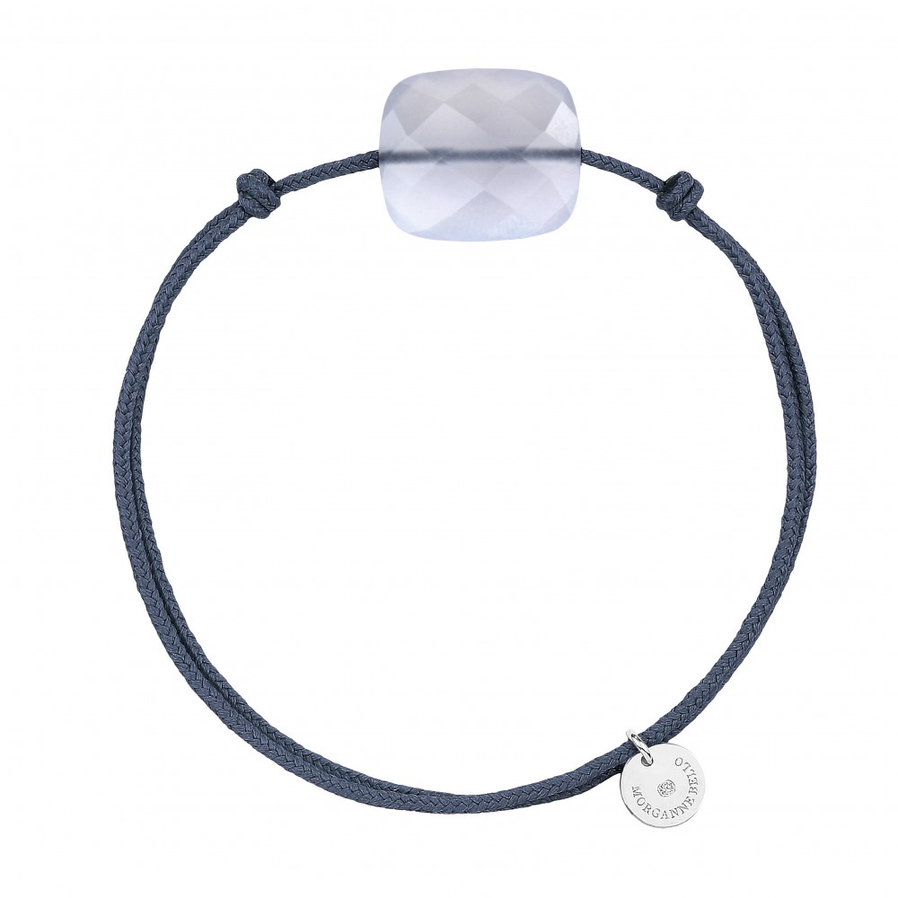 Bracelet, Blue Lace AGATE, Blue Jean Cord