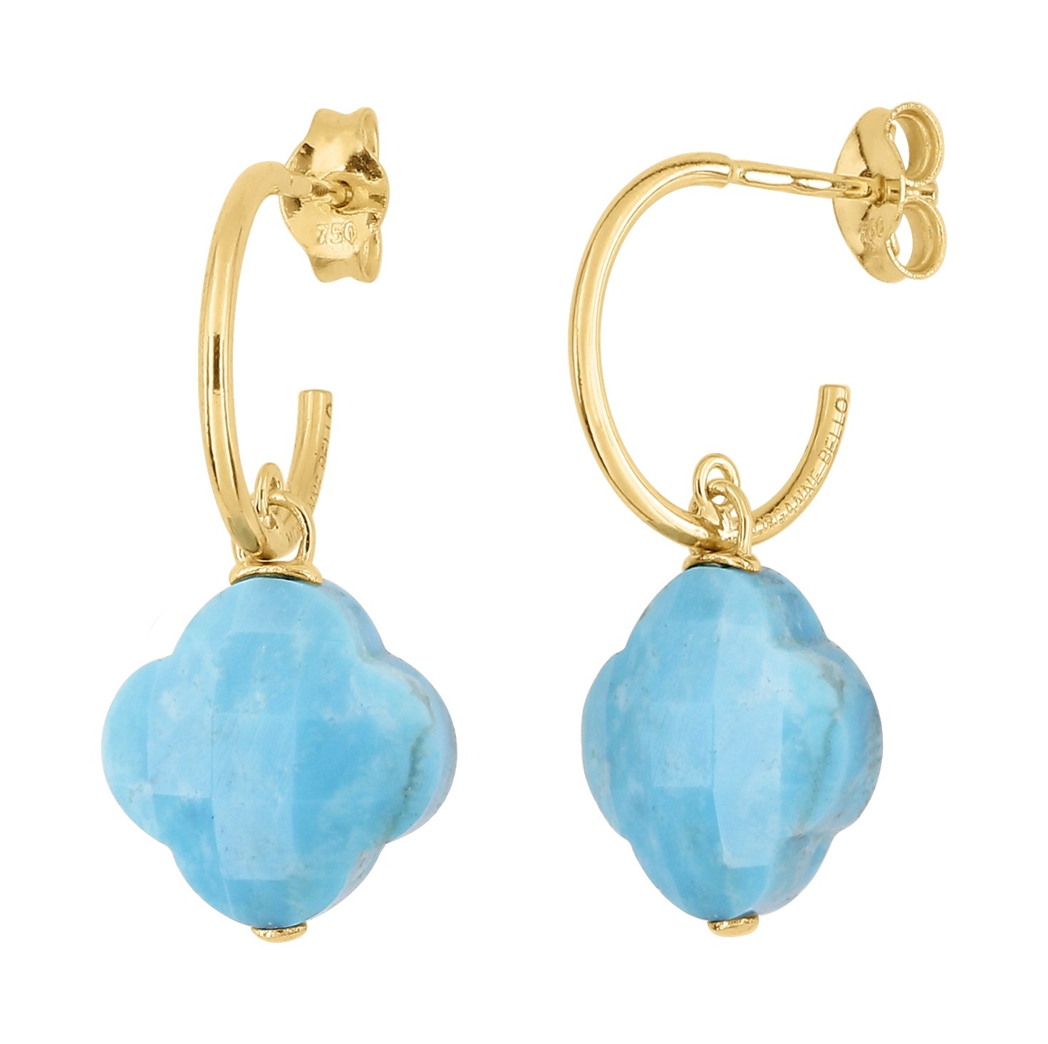 Yellow Gold Round Turquoise, Diamond, and Blue Topaz Earring — Cindy Ensor  Designs