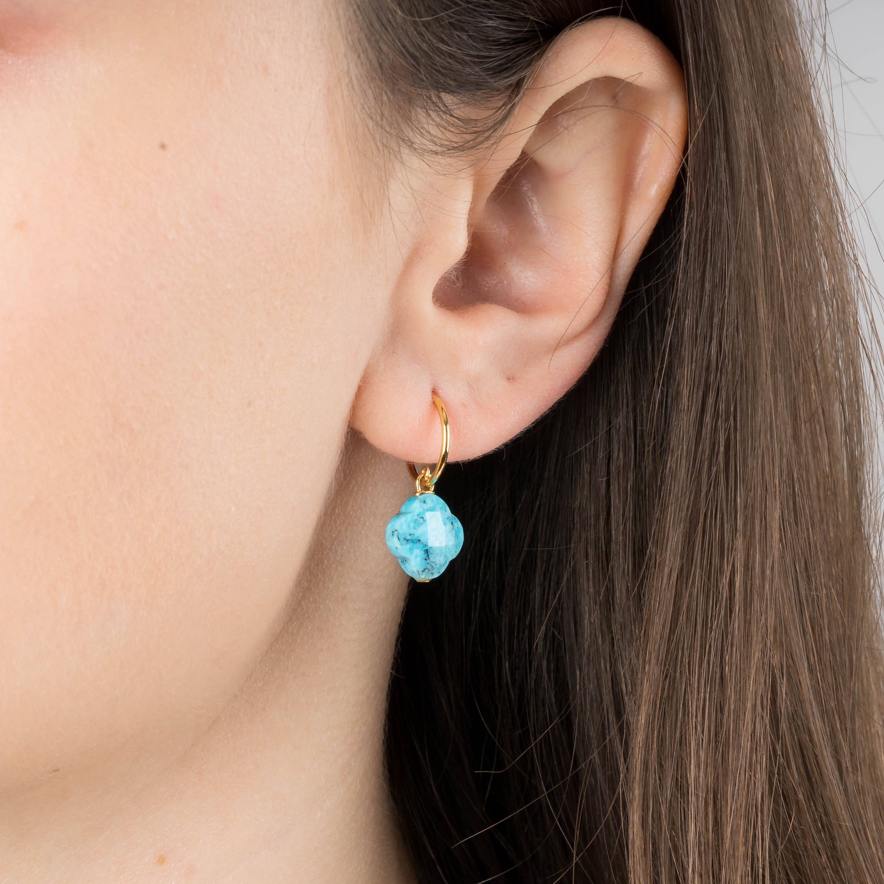 Reed 14K Gold Turquoise Stud Earrings with White Diamonds– Christina Greene  LLC