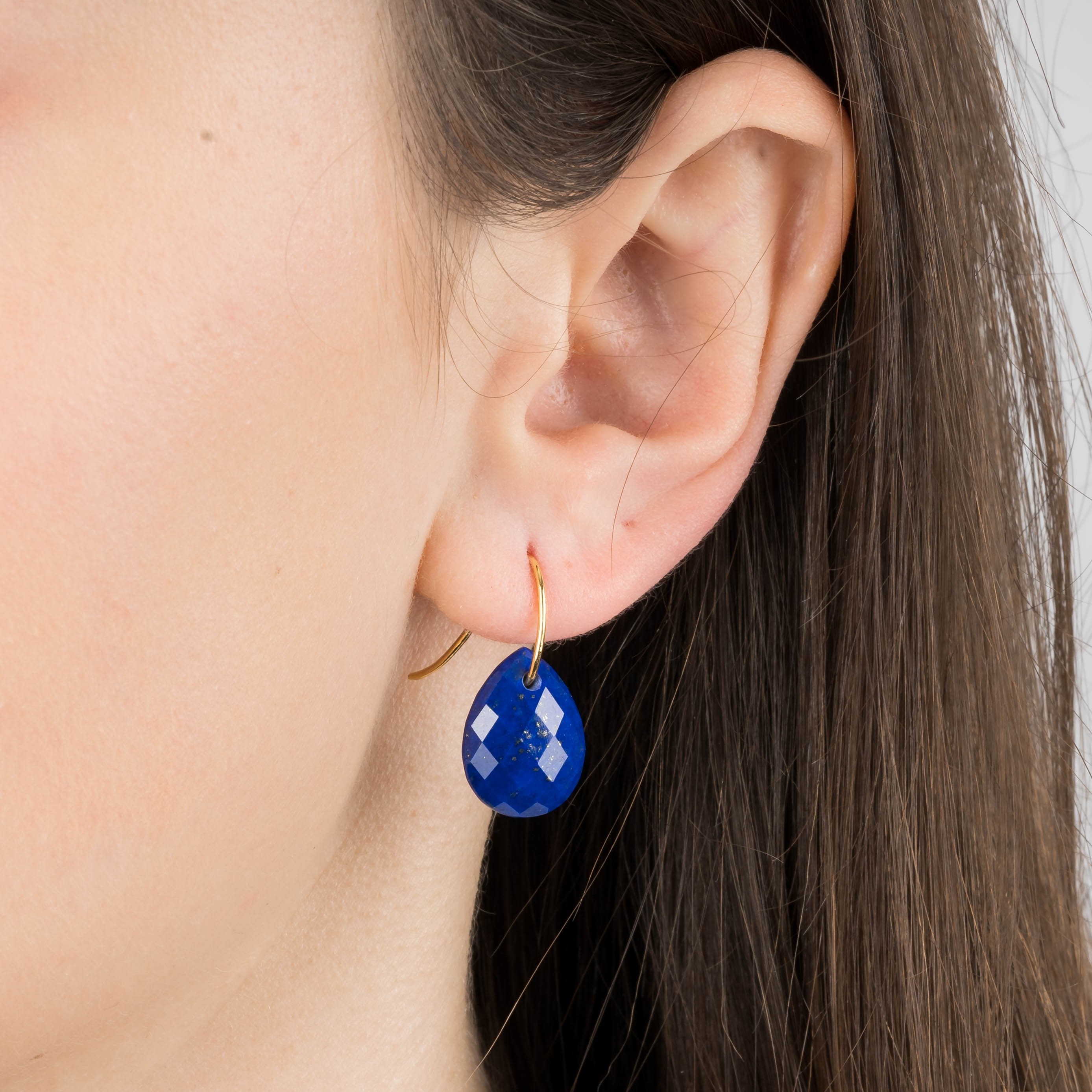 14k Gold Trinity Knot Earrings with Sapphire