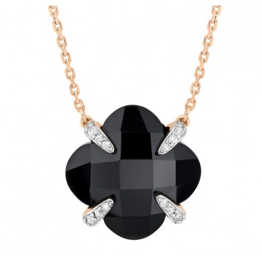 14k gold black diamond star Necklace | Lodagold
