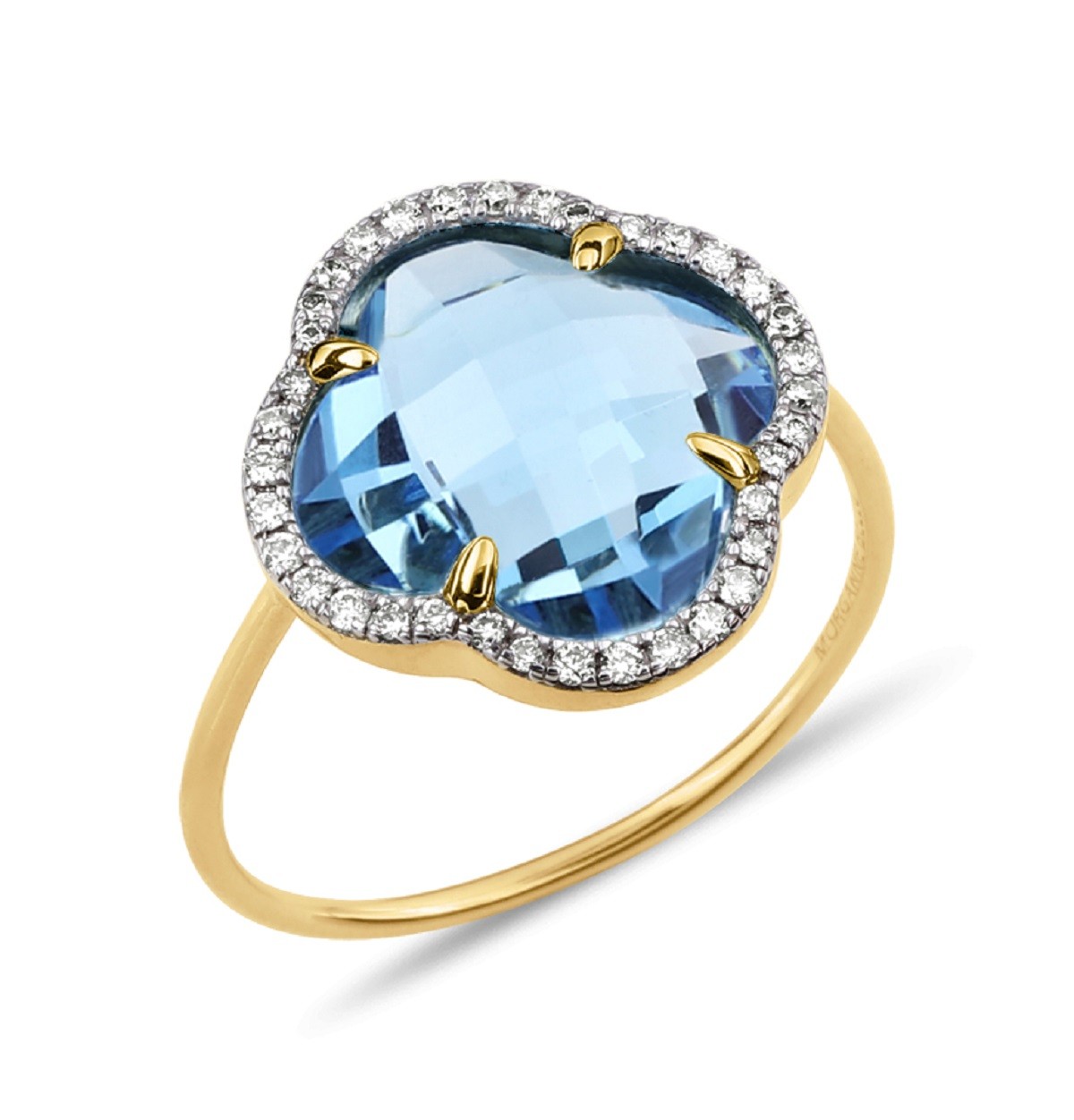 Yellow Gold Mixed Cut Blue Topaz Ring – Dandelion Jewelry