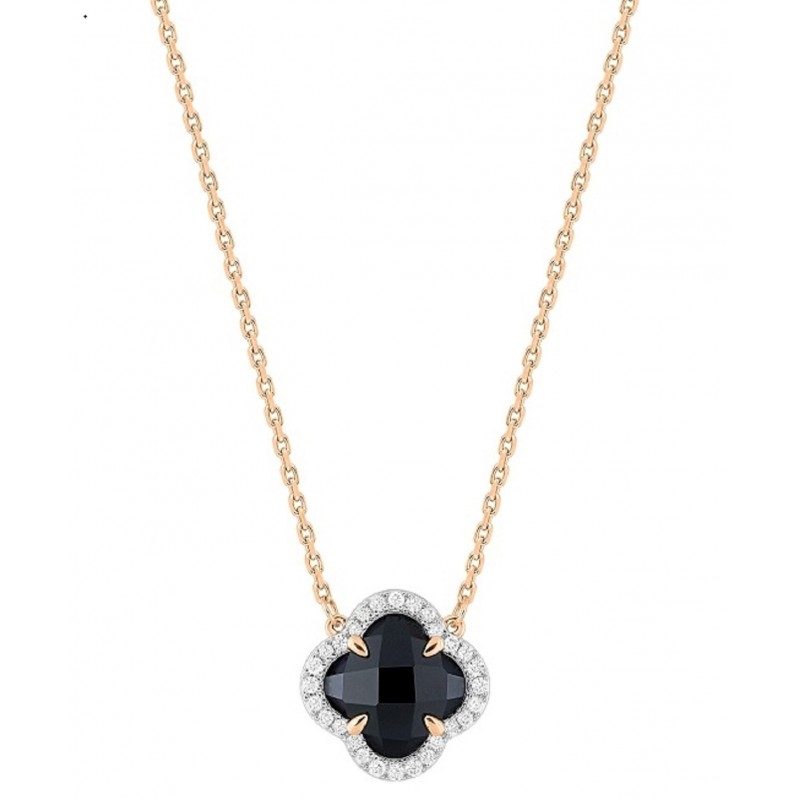 Collier, Mini Onyx, Diamants, Or Rose