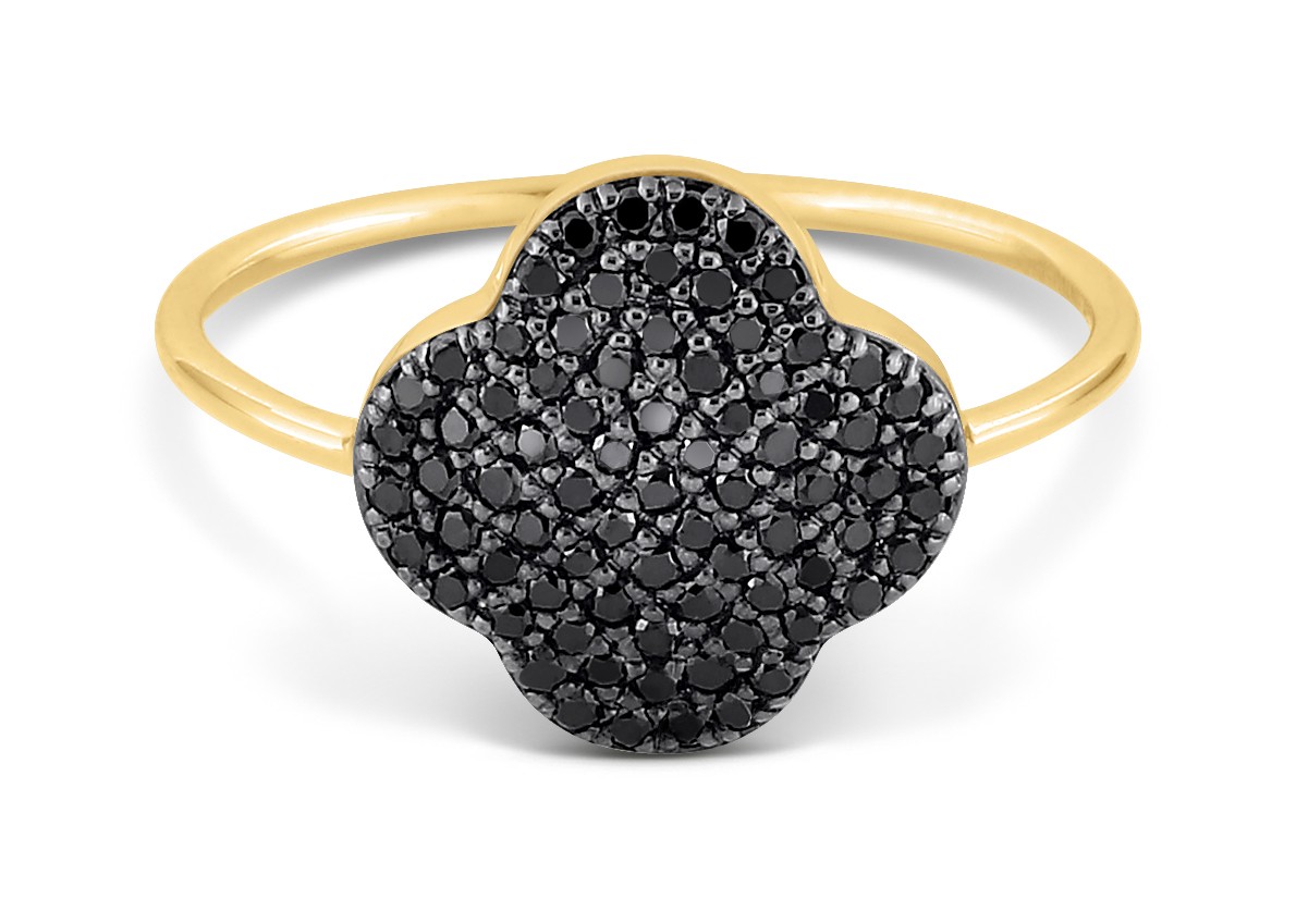 Bague Strass Noirs Montés Sur Chrome - Taille 51 - Très Bon état D'usage